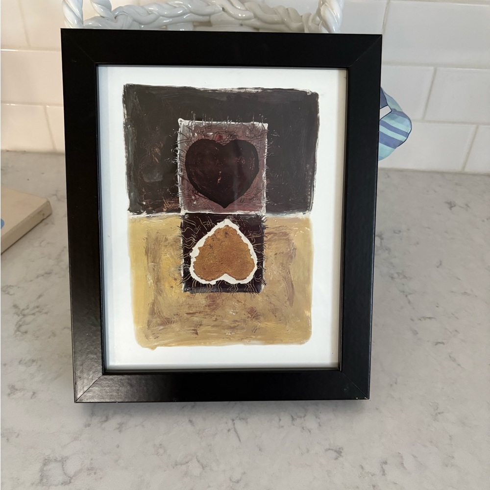 Framed primitive hearts IV-  Heart Block Wall Art in Black and Gold